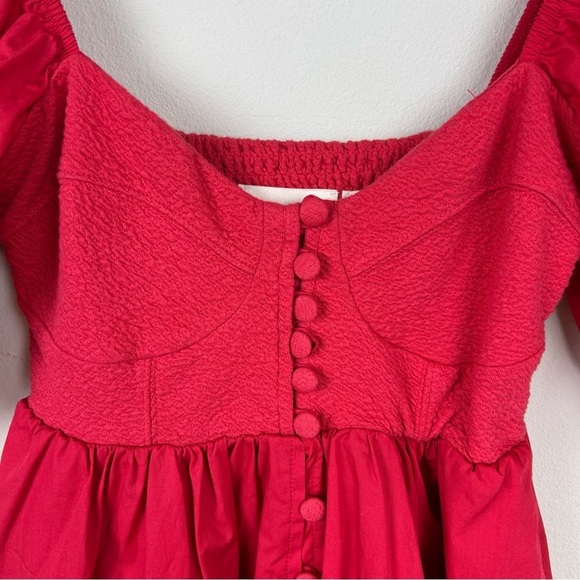 Maeve by Anthropologie Sweetheart Puff sleeve dress in red color size: XXSmall - Picture 5 of 16